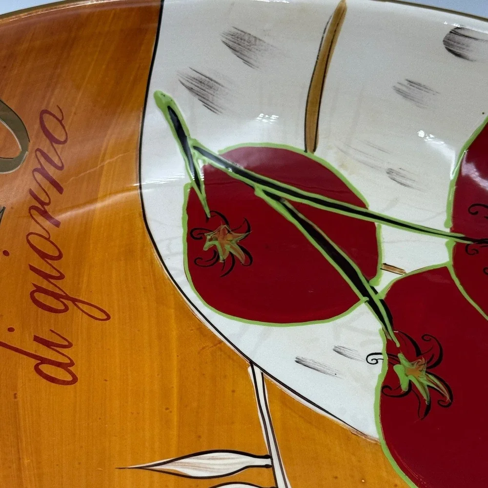 Antipasto di Giorno Italian Ceramic Serving Bowl Tomato Countryside Hand Painted